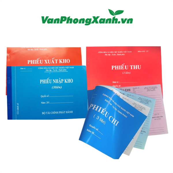 Phiếu thu/chi /nhập kho/ xuất kho A5 3 liên 100 tờ