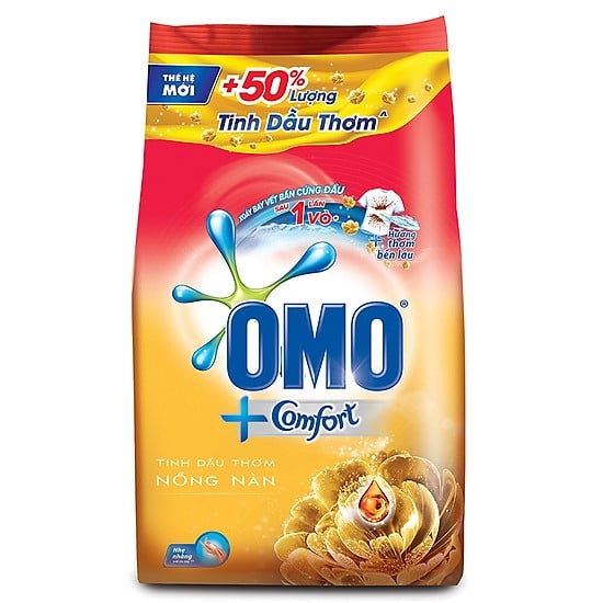 Bột giặt OMO + Comfort hương tinh dầu thơm nồng nàn 5,5kg
