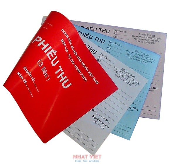 Phiếu thu/chi /nhập kho/ xuất kho A5 3 liên 100 tờ